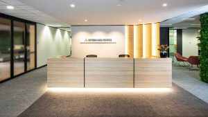 front desk of stylish new mitsubishi heavy industries air conditioner australia sydney office