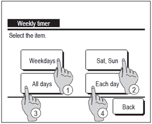 wired controller showing weekly timer step 1